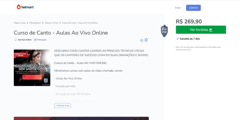 Aulas de Canto Ao Vivo Online - EMPM